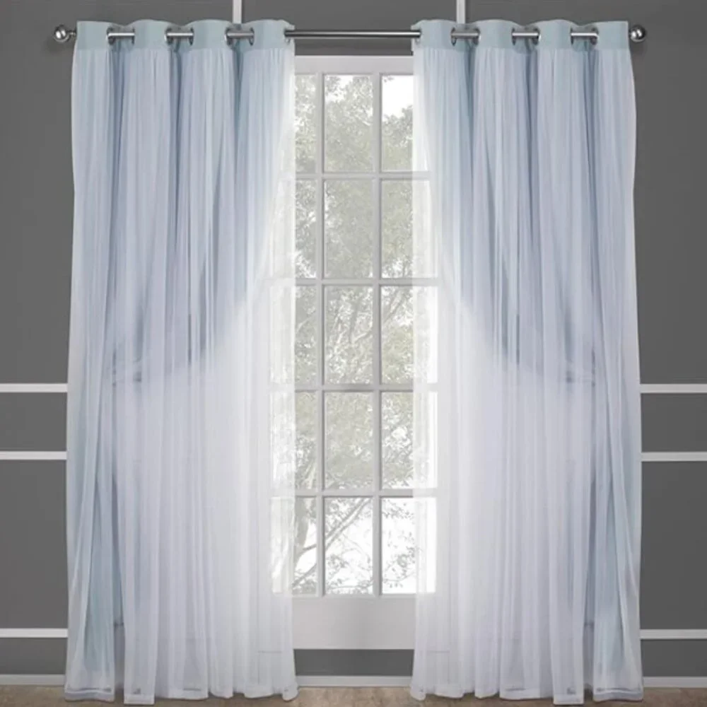 LUXE Talia Double Layer Indoor Curtains – Sheer & Blackout, 2 Panels, 52
